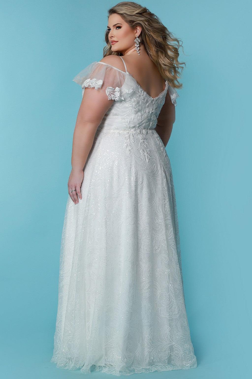 Sydneys Closet SC5291 Simple Long A Line Wedding Lace Dress
