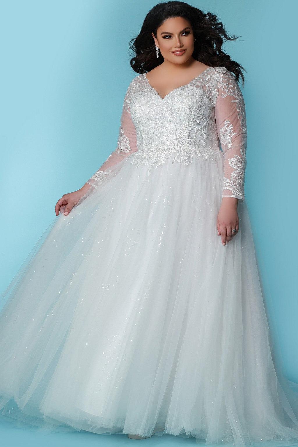 Sydneys Closet SC5292 Long Sleeve A Line Wedding Gown