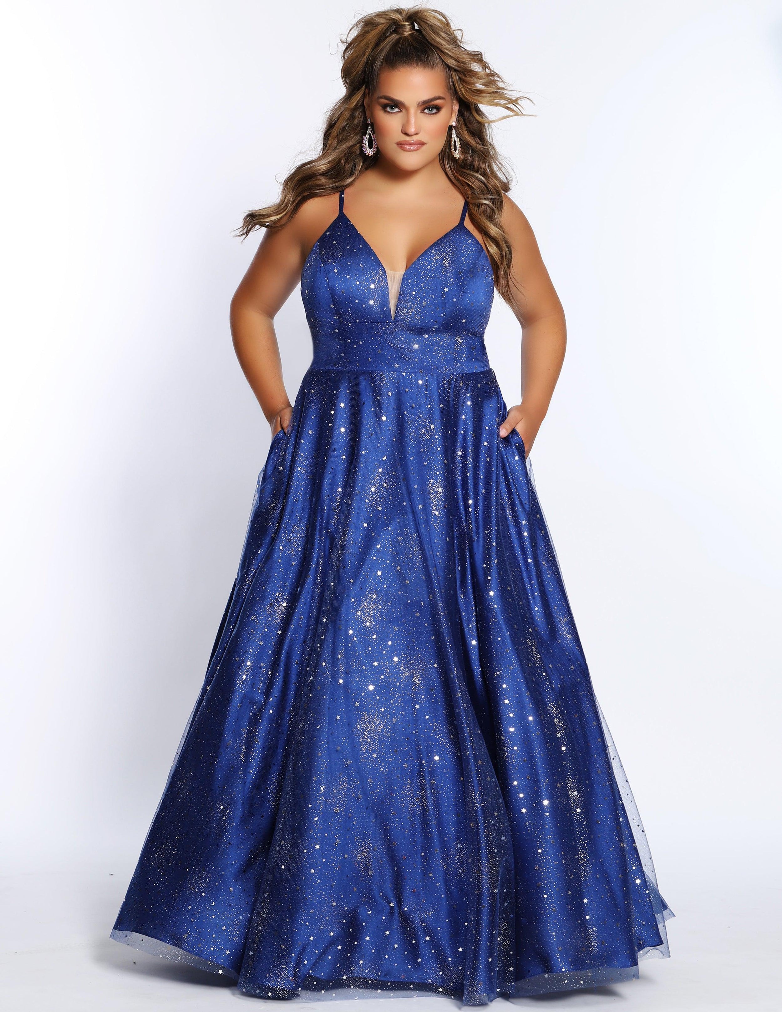  Long Plus Size Prom Ball Gown Royal