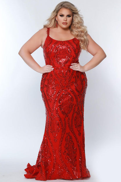  Long Plus Size Fitted Prom Formal Gown Red