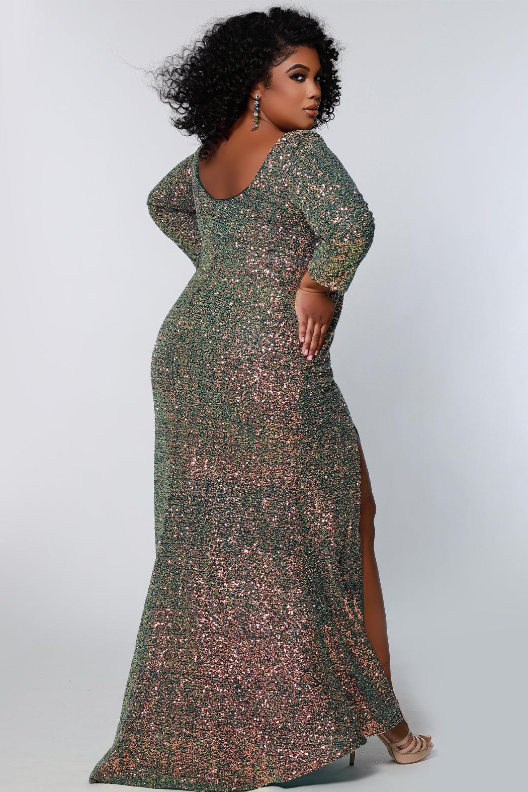 Sydneys Closet SC7333 Long Sleeve Plus Size Formal Dress