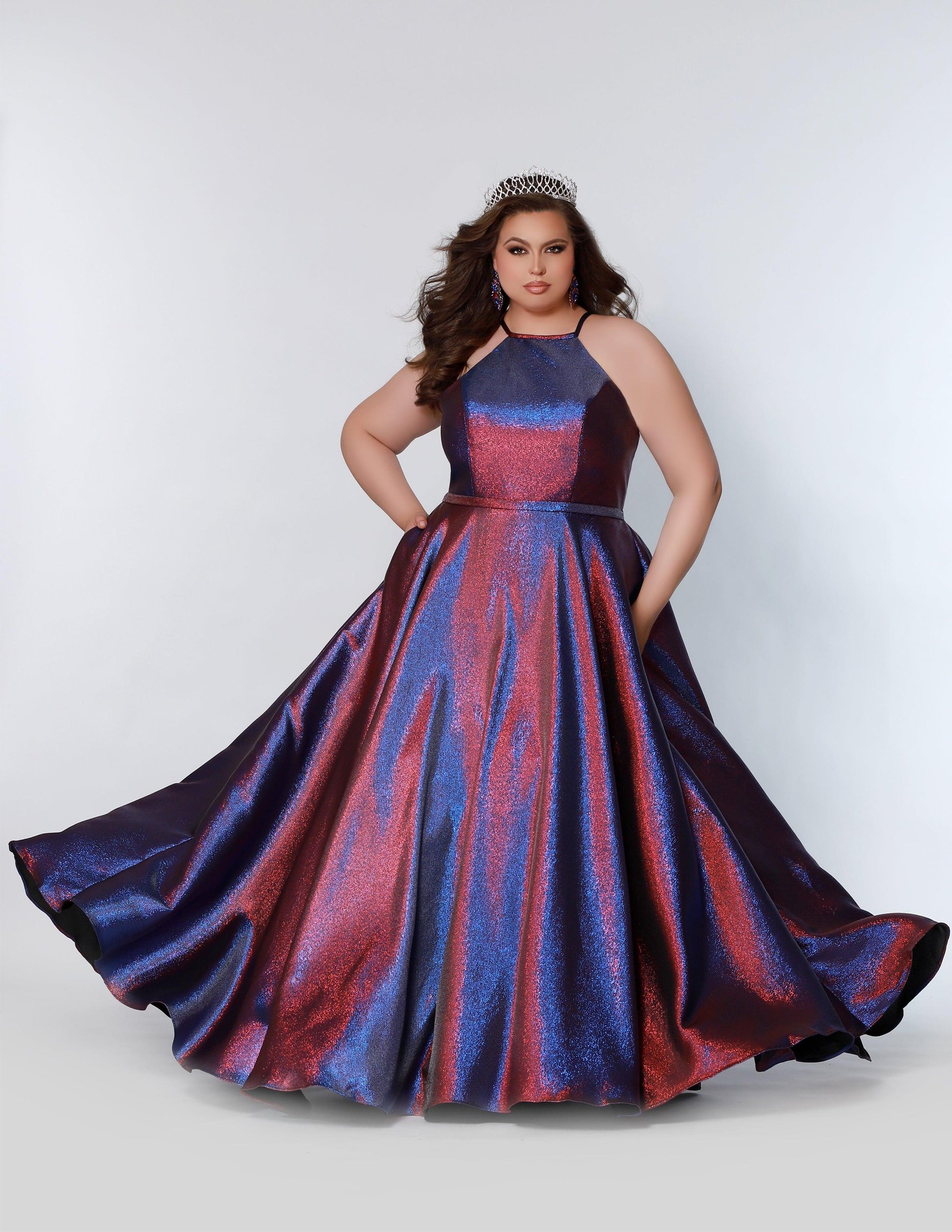Sydneys Closet SC7334 Plus Size Halter Prom Long Ball Gown