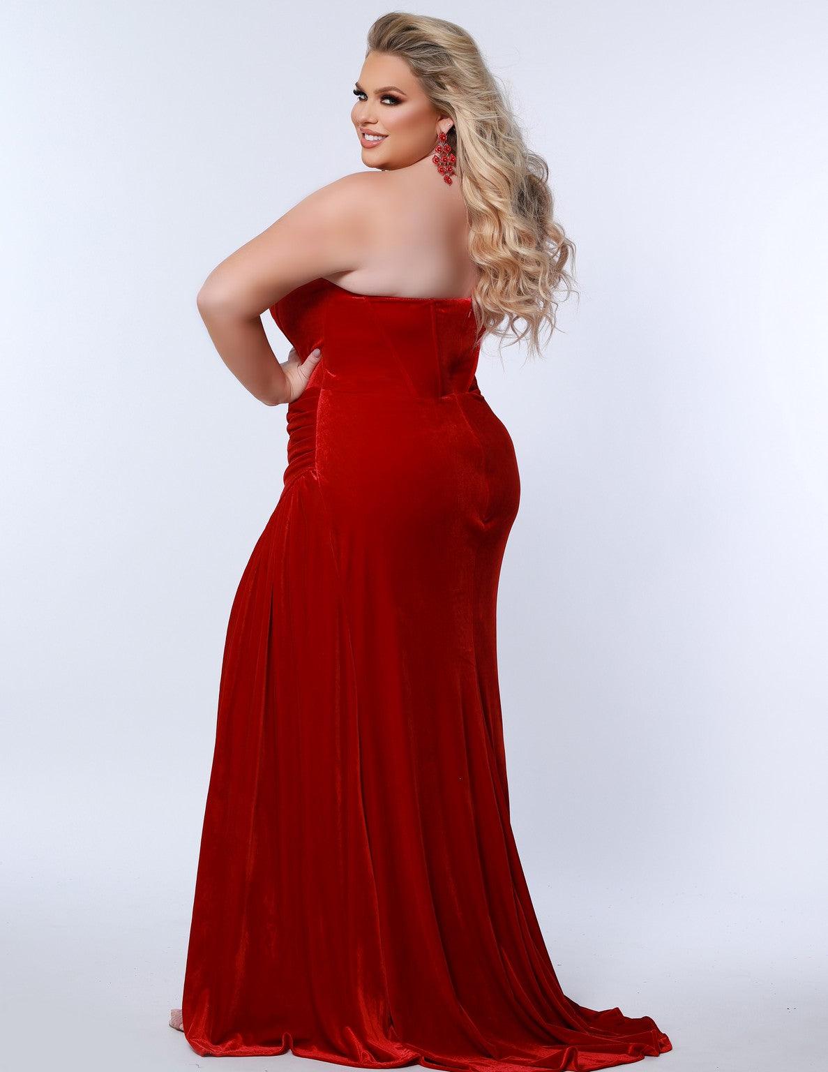 Plus Size Dresses Plus Size Long Strapless Prom Dress Red