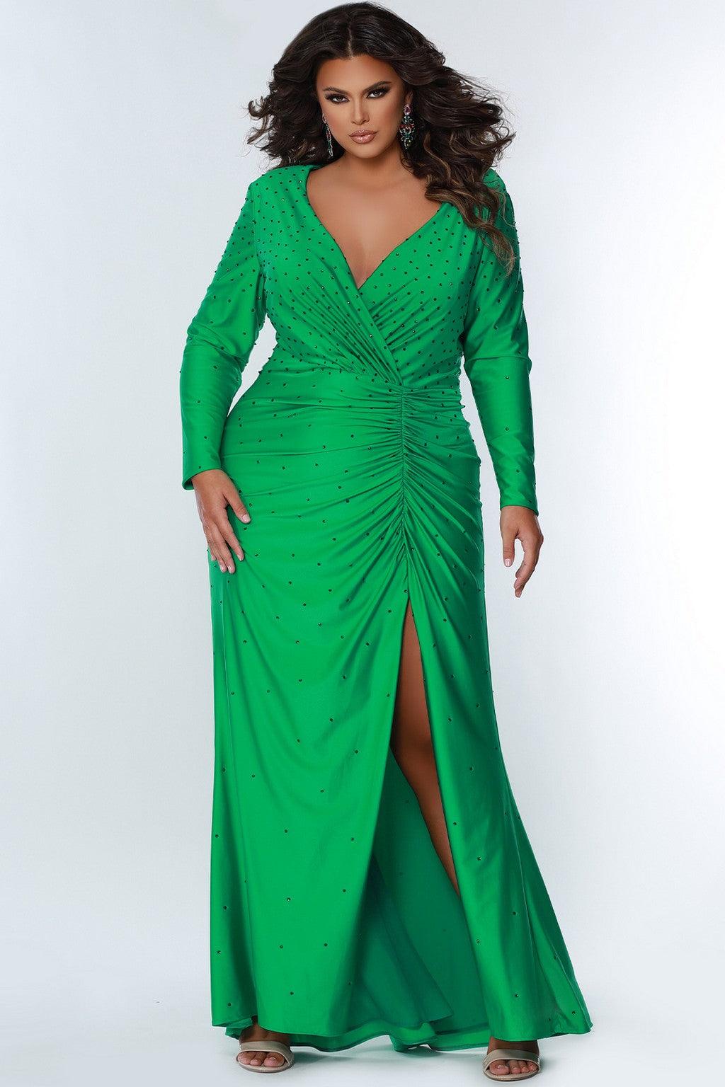 Plus Size Dresses Long Sleeve Plus Size Prom Dress Screamin' Green