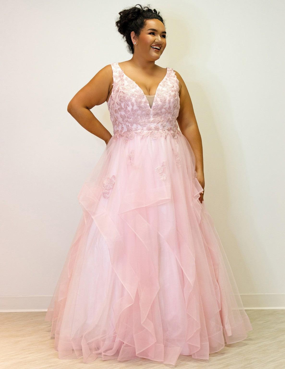 Plus Size Dresses Plus Size Long Sleeveless Prom Ball Gown Doll Pink