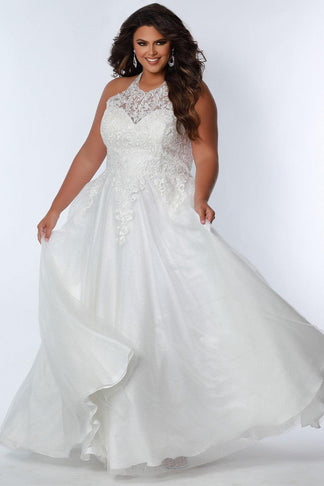 Ivory Sydneys Closet SC7352 Plus Size Long Halter Prom Dress for $458.99 – The Dress Outlet
