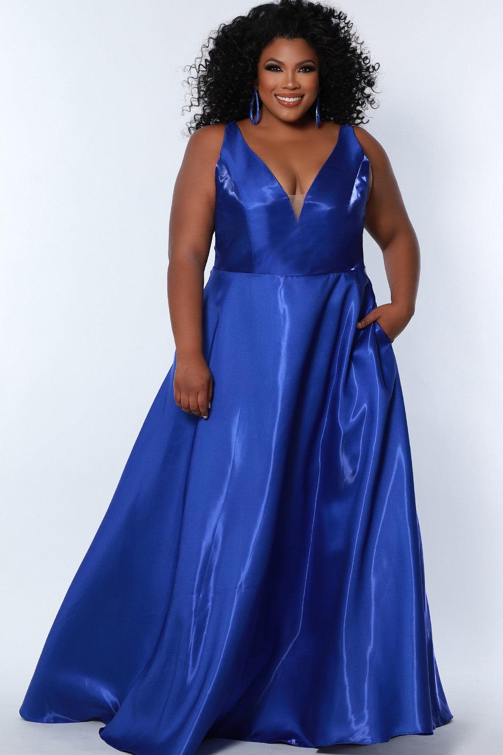 Plus Size Dresses Plus Size Long Sleeveless Prom Gown Sapphire