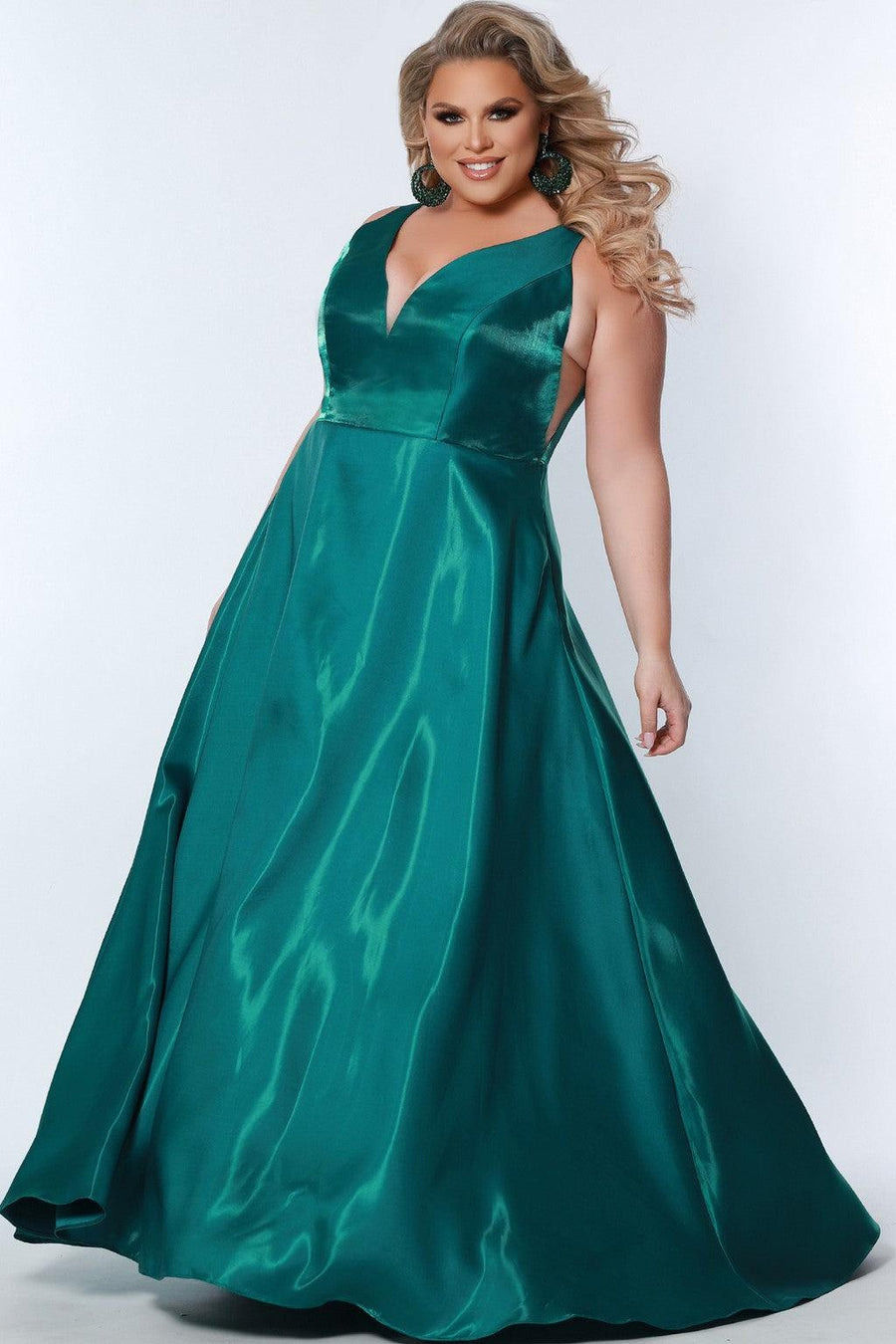 Plus Size Dresses Plus Size Long Sleeveless Prom Gown Emerald