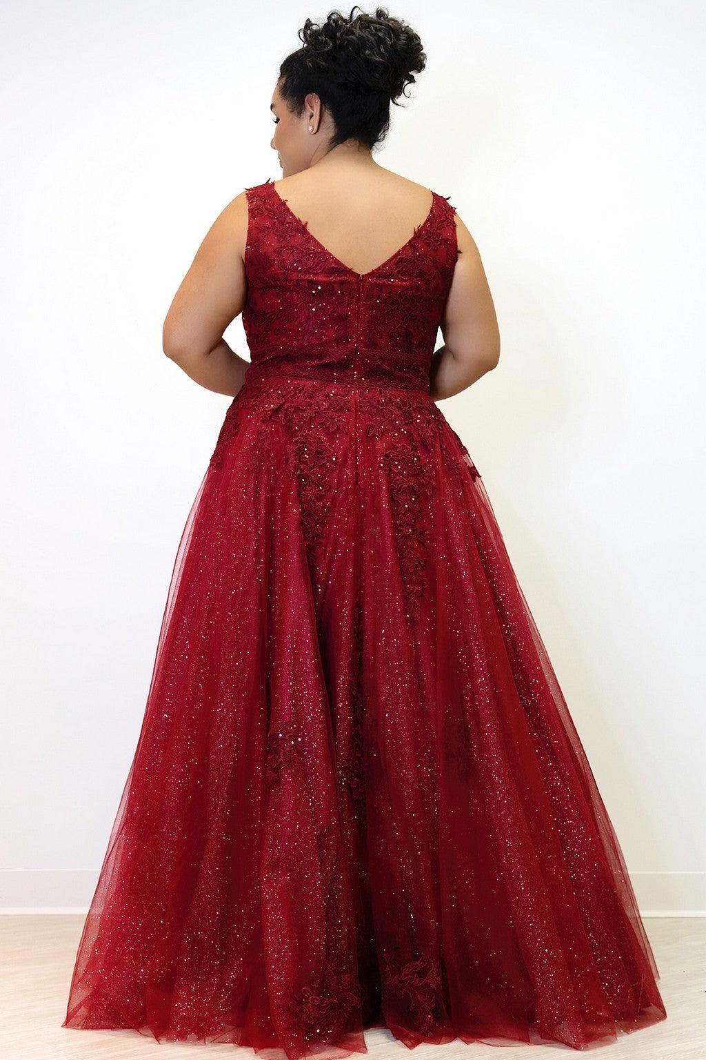 Sydneys Closet SC7358 Plus Size Long Glitter Prom Dress