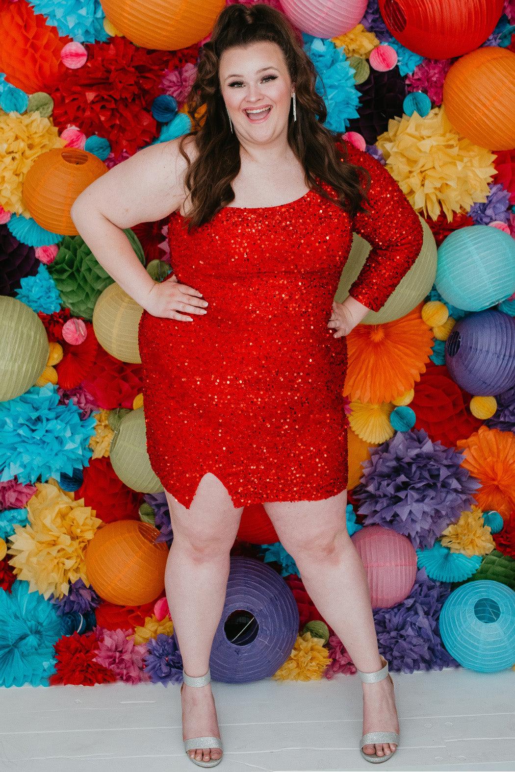 Sydneys Closet SC8112 Plus Size Short Homecoming Prom Dress