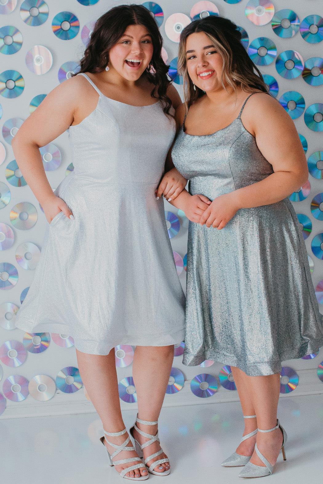 Prom Dresses Short Plus Size Homecoming Metallic Prom Dress Blue Ice
