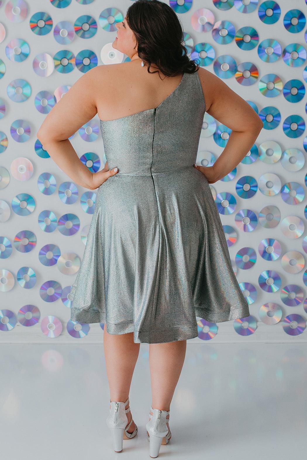 Prom Dresses Plus Size One Shoulder Homecoming Prom Dress Metallic Black