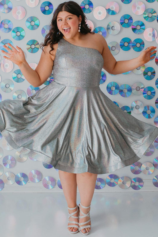 Prom Dresses Plus Size One Shoulder Homecoming Prom Dress Metallic Black