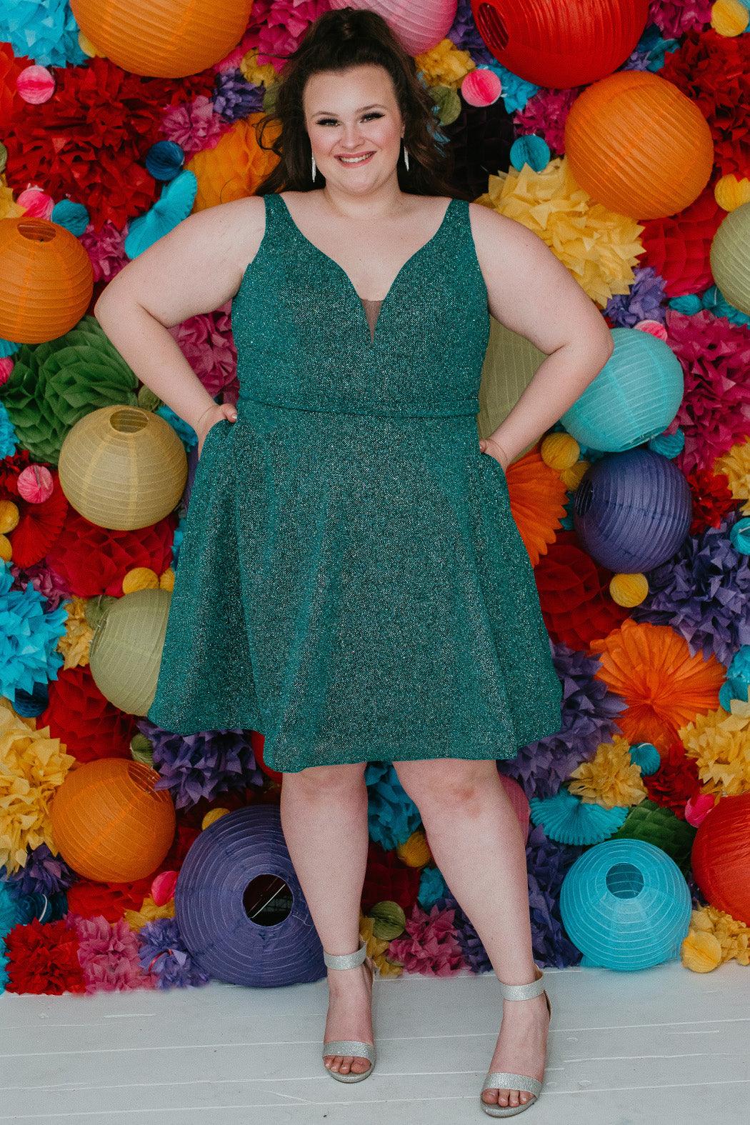  Short Sleeveless Plus Size Homecoming Prom Dress Jade