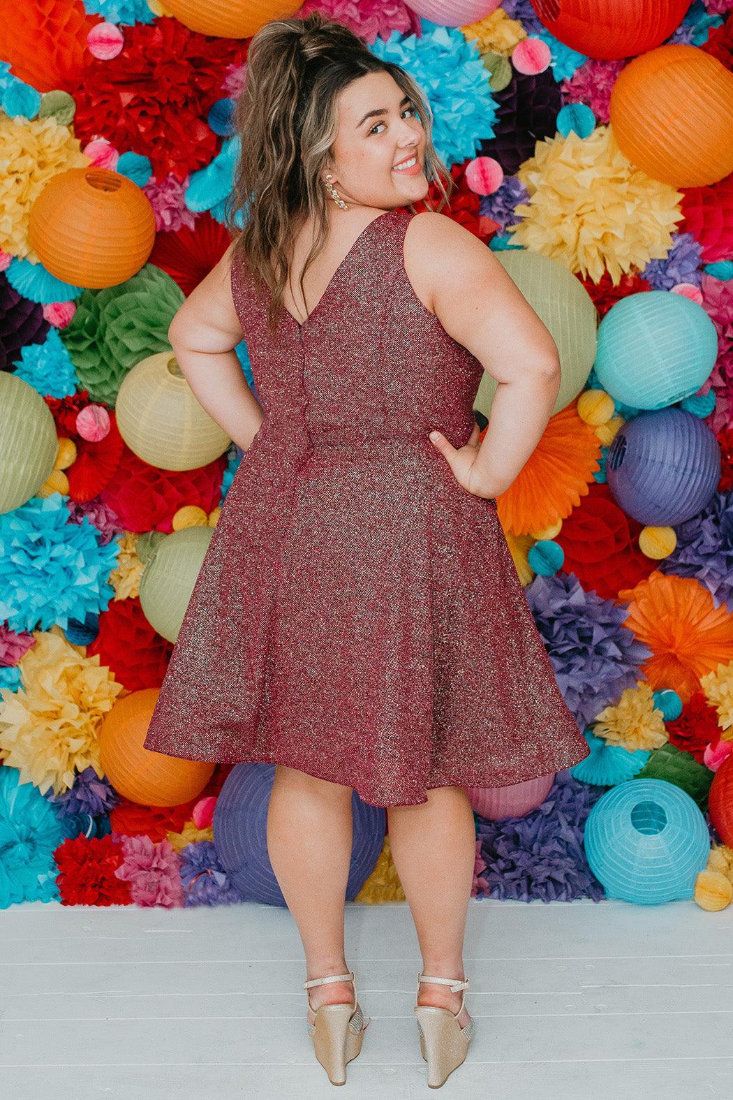  Short Sleeveless Plus Size Homecoming Prom Dress Garnet