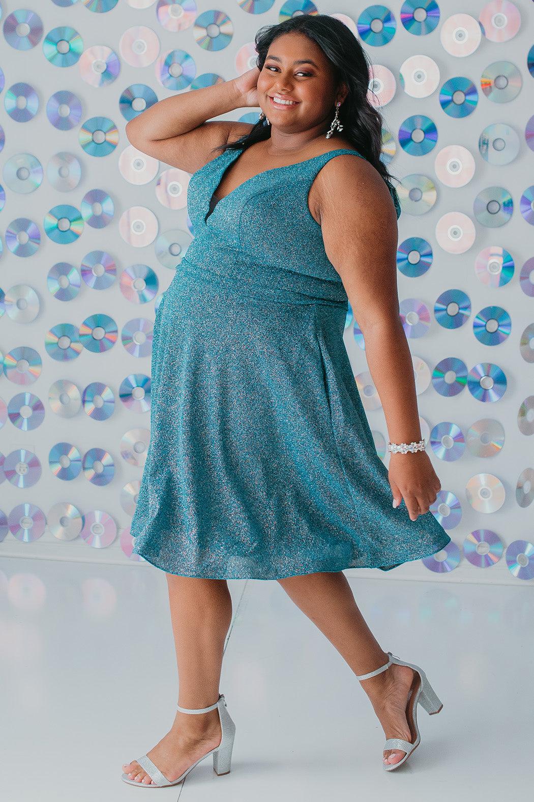  Short Sleeveless Plus Size Homecoming Prom Dress Turq