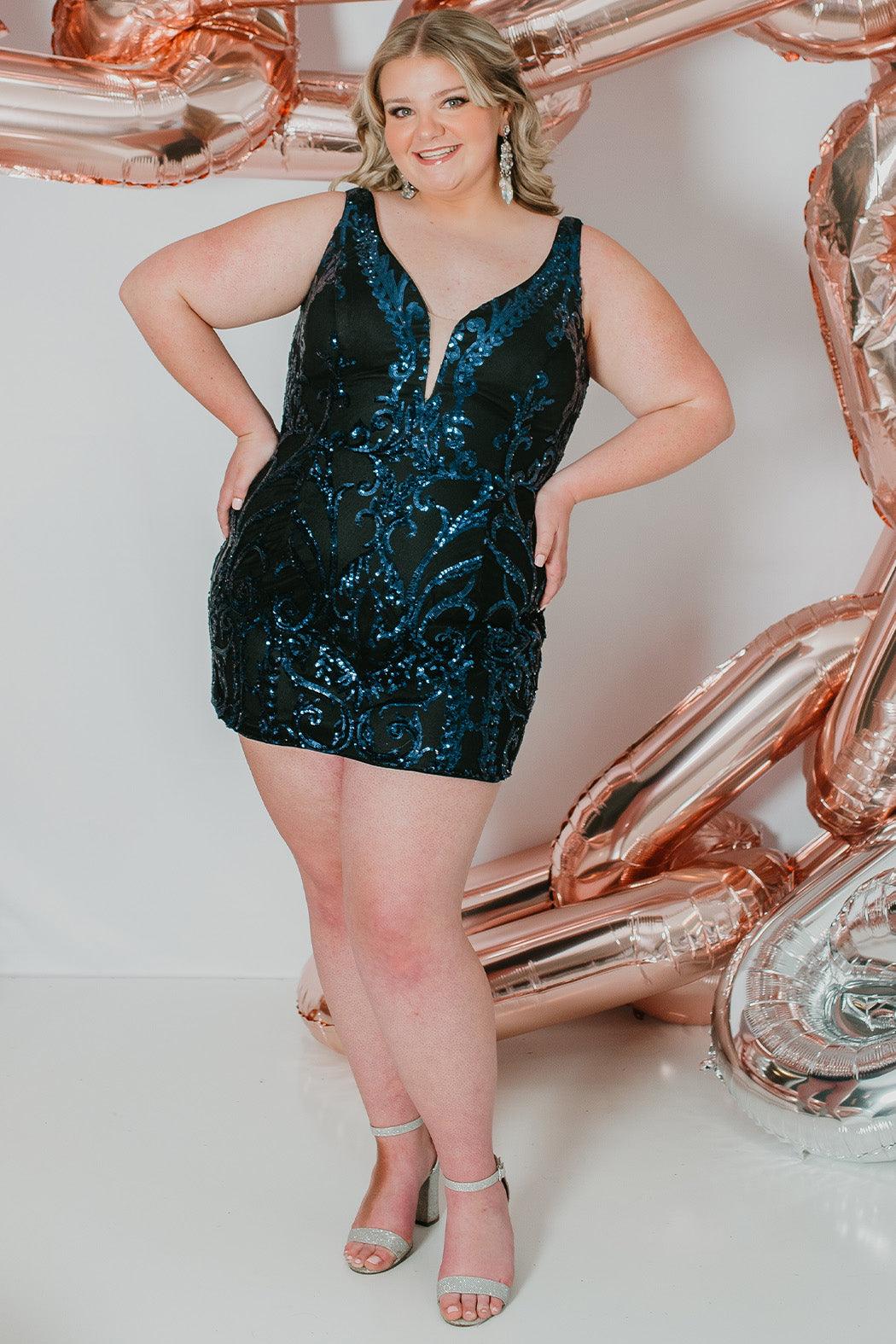 Sydneys Closet SC8121 Plus Size Short Homecoming Dress