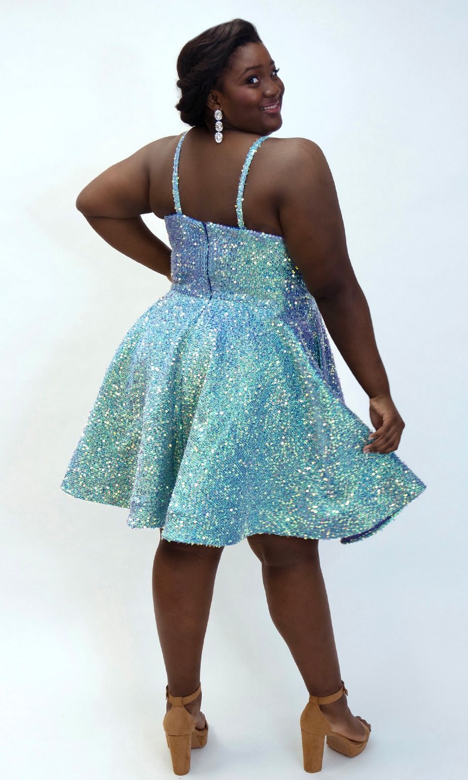 Sydneys Closet SC8125 Short Plus Size Homecoming Sequin Dress
