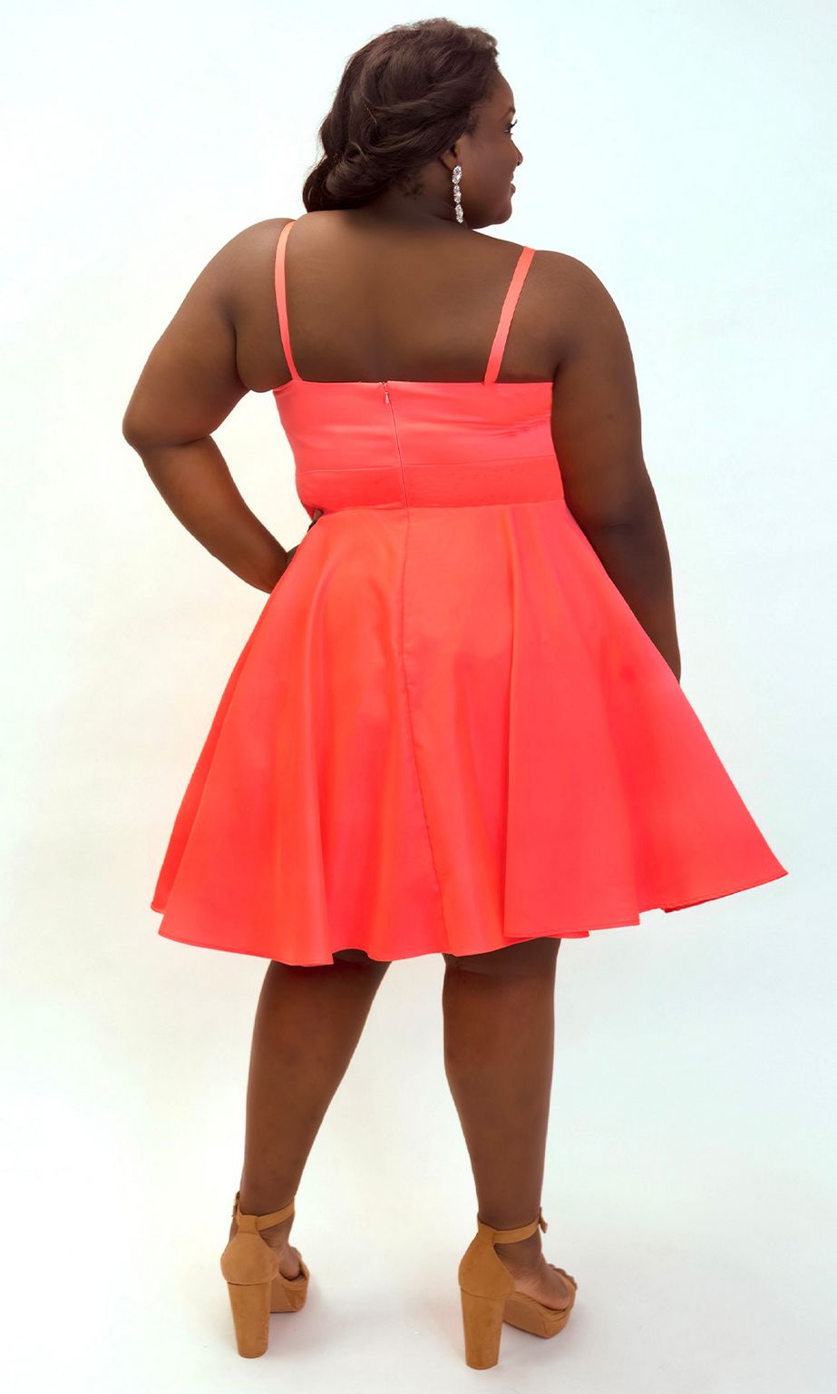 Plus Size Dresses Short Plus Size Satin Homecoming Dress Hot Coral
