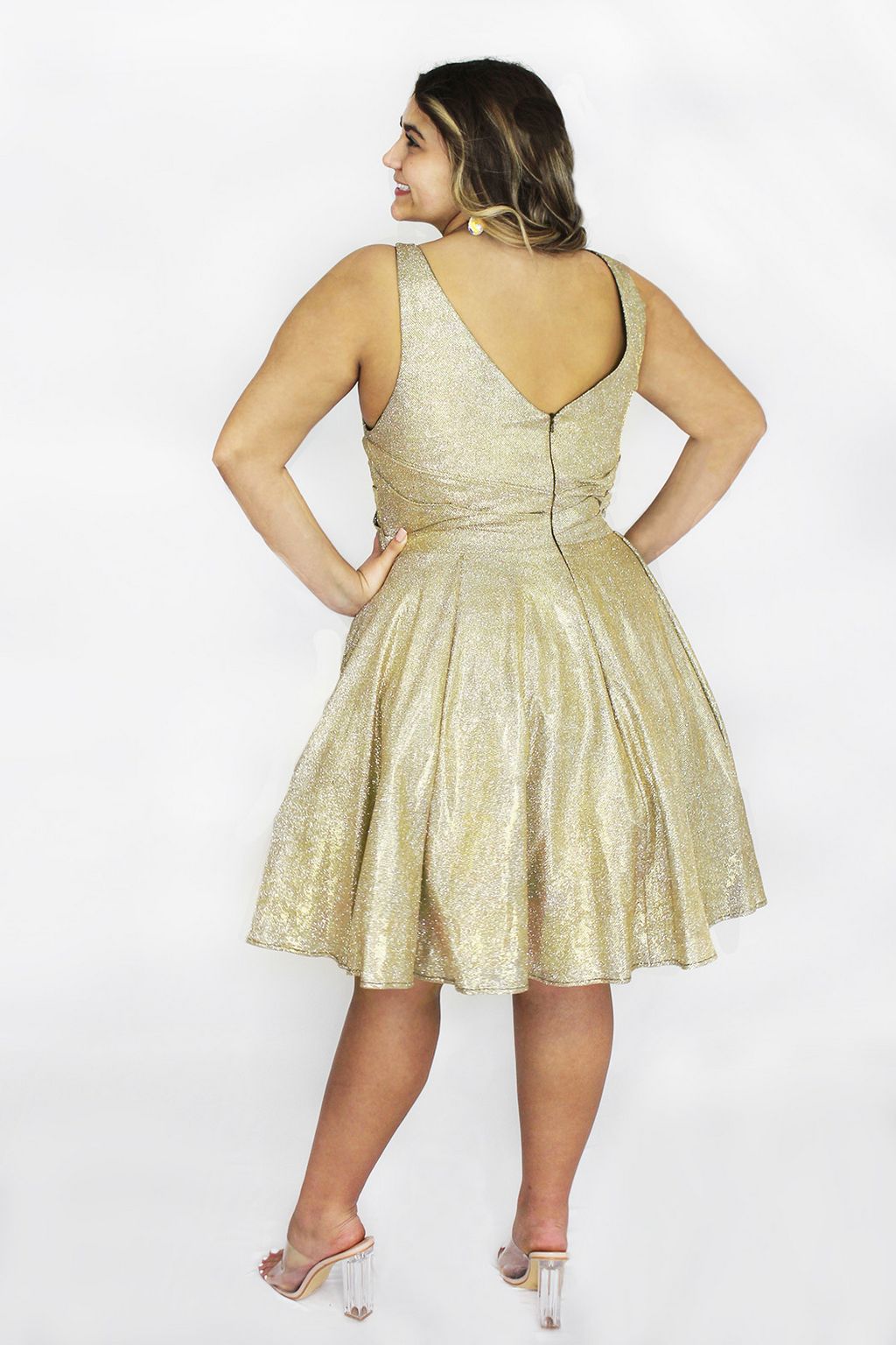 Sydneys Closet SC8132 Plus Size Short Sleeveless Homecoming Dress