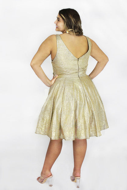 Plus Size Dresses Plus Size Short Sleeveless Homecoming Dress Gold