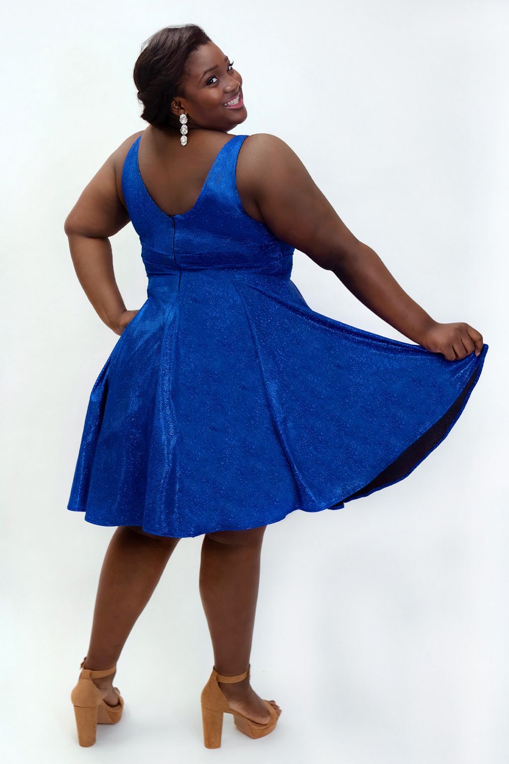 Plus Size Dresses Plus Size Short Sleeveless Homecoming Dress Blue