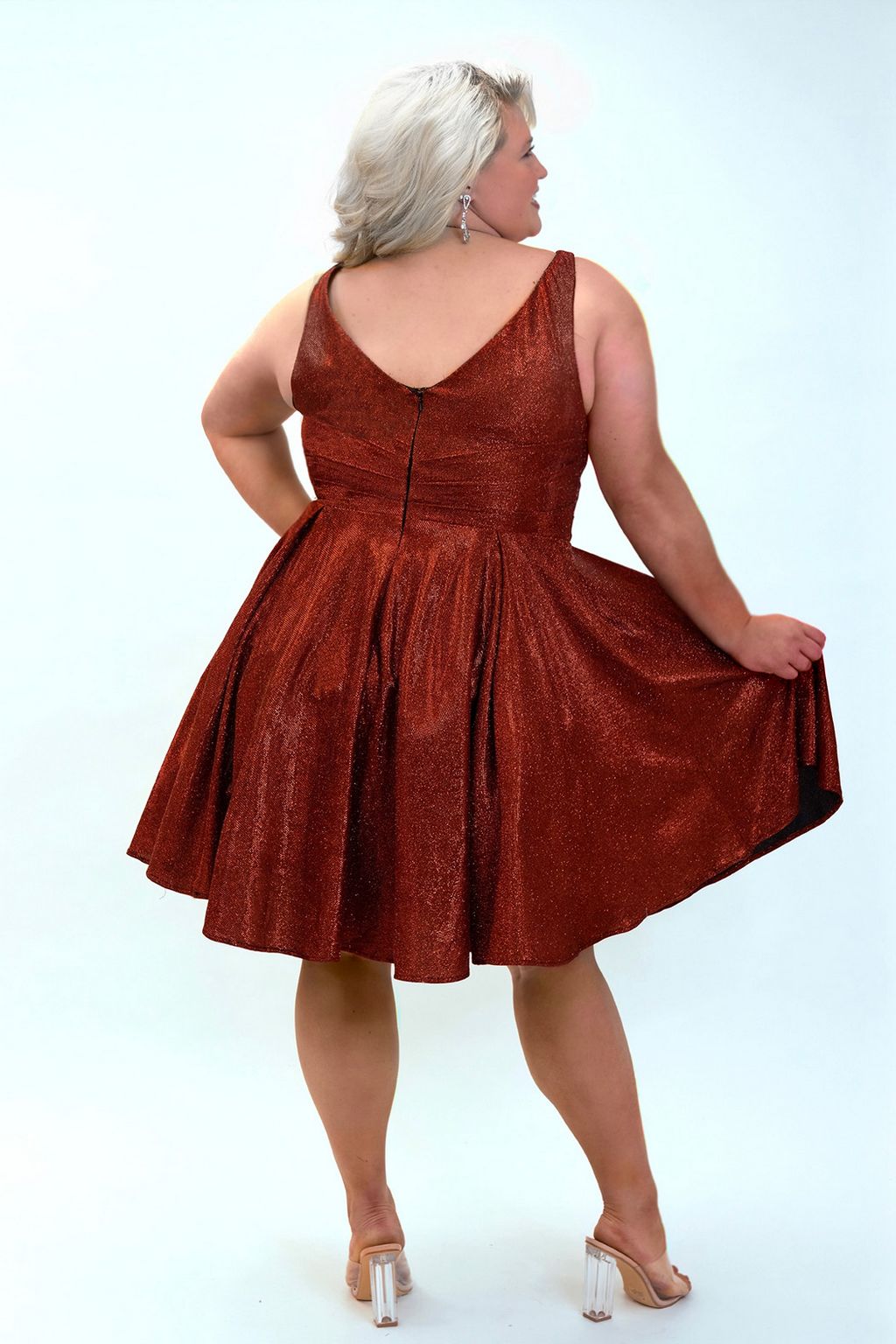 Sydneys Closet SC8132 Plus Size Short Sleeveless Homecoming Dress