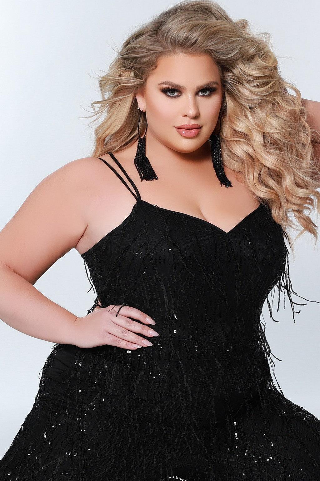 Sydneys Closet SC9104 Long Spaghetti Strap Prom Jumpsuit
