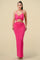 Formal Dresses Long Halter Neck Front Twist Fitted Dress Pink