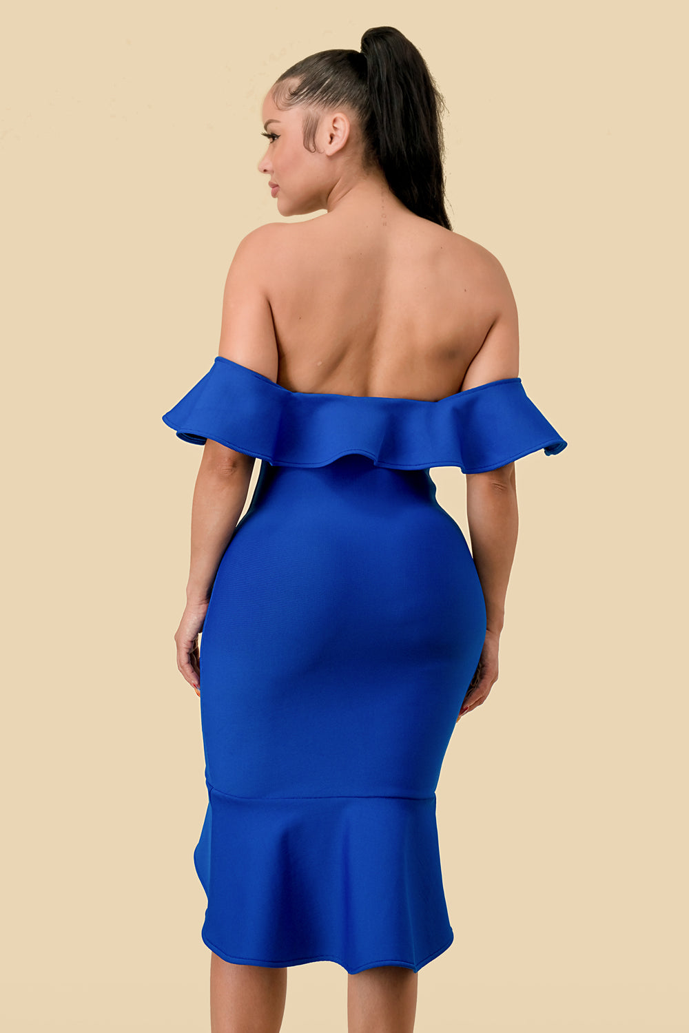 High Low Ruffle Off Shoulder Dress