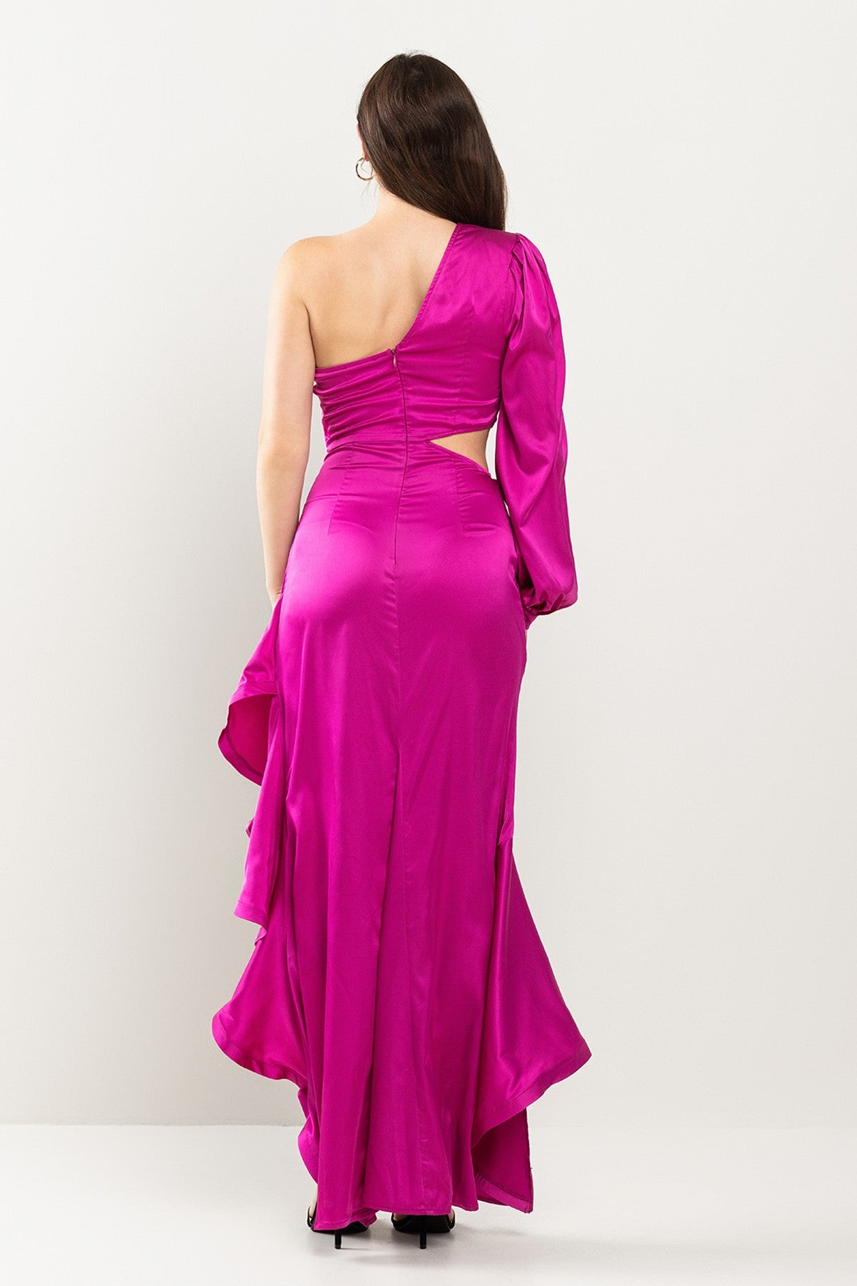 High Low One shoulder Ruffle Dress