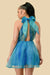 Cocktail Dresses Ombre Halter Organza Short Dress Blue/Green