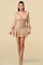 Cocktail Dresses Long Sleeve V Neck Mini Skirt Dress Khaki