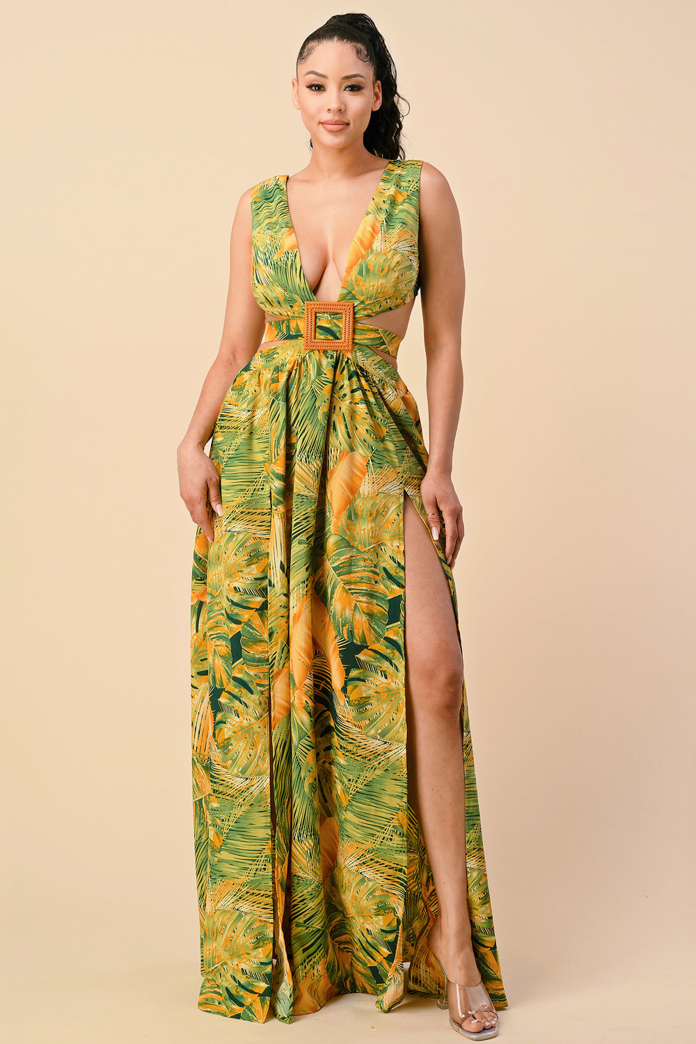 Long Sleeveless Printed Maxi Dress