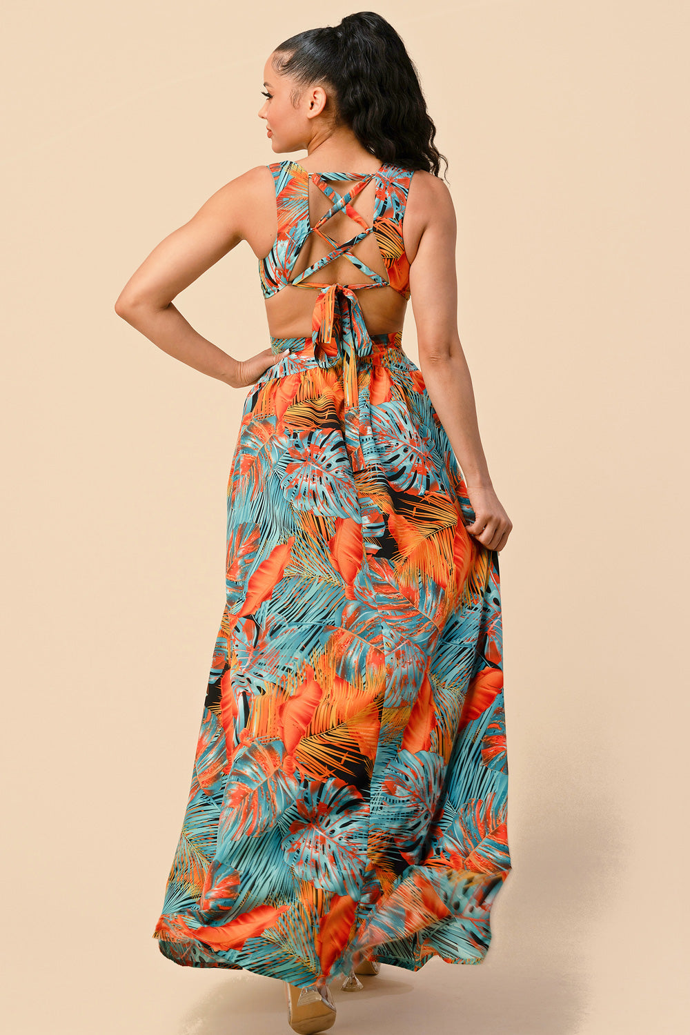 Long Sleeveless Printed Maxi Dress