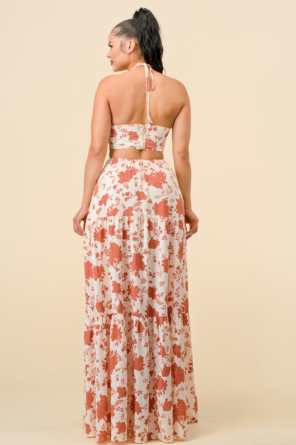 Printed Halter Neck Maxi Dress
