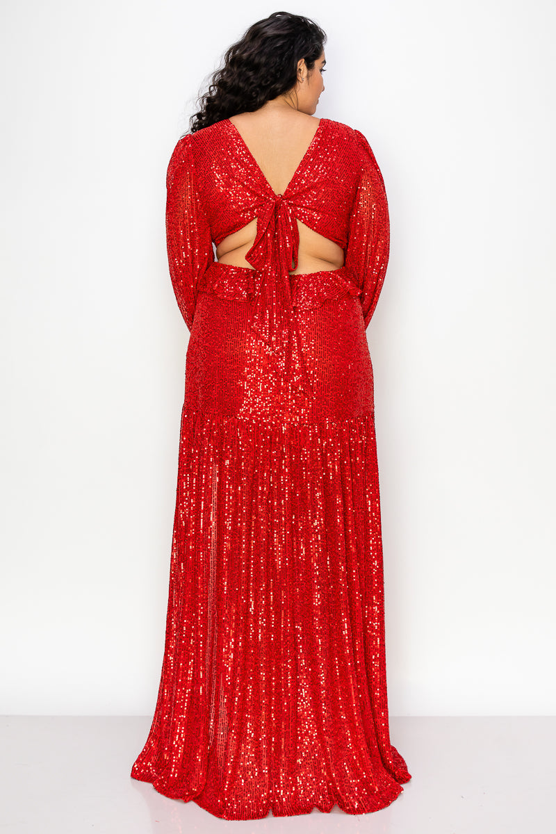 Black Plus Size Long Sleeve Maxi Dress