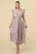 Formal Dresses V Neck Waist Cutout Printed Midi Dress Pink/Green