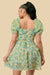 Cocktail Dresses Short Puff Sleeve Chiffon 3D Flower Mini Dress Green Combo