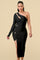 Cocktail Dresses One Shoulder Cut Out Midi Dress Black