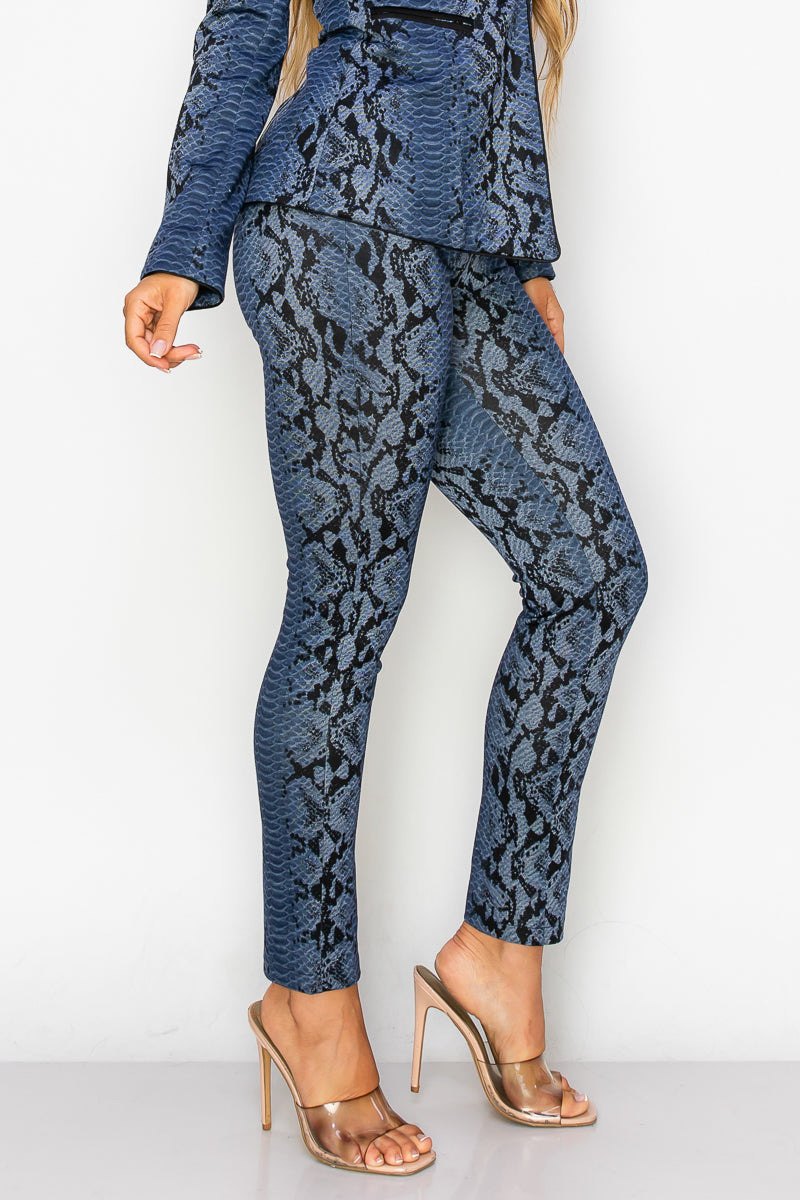Long Sleeve Printed Blazer Pant Set