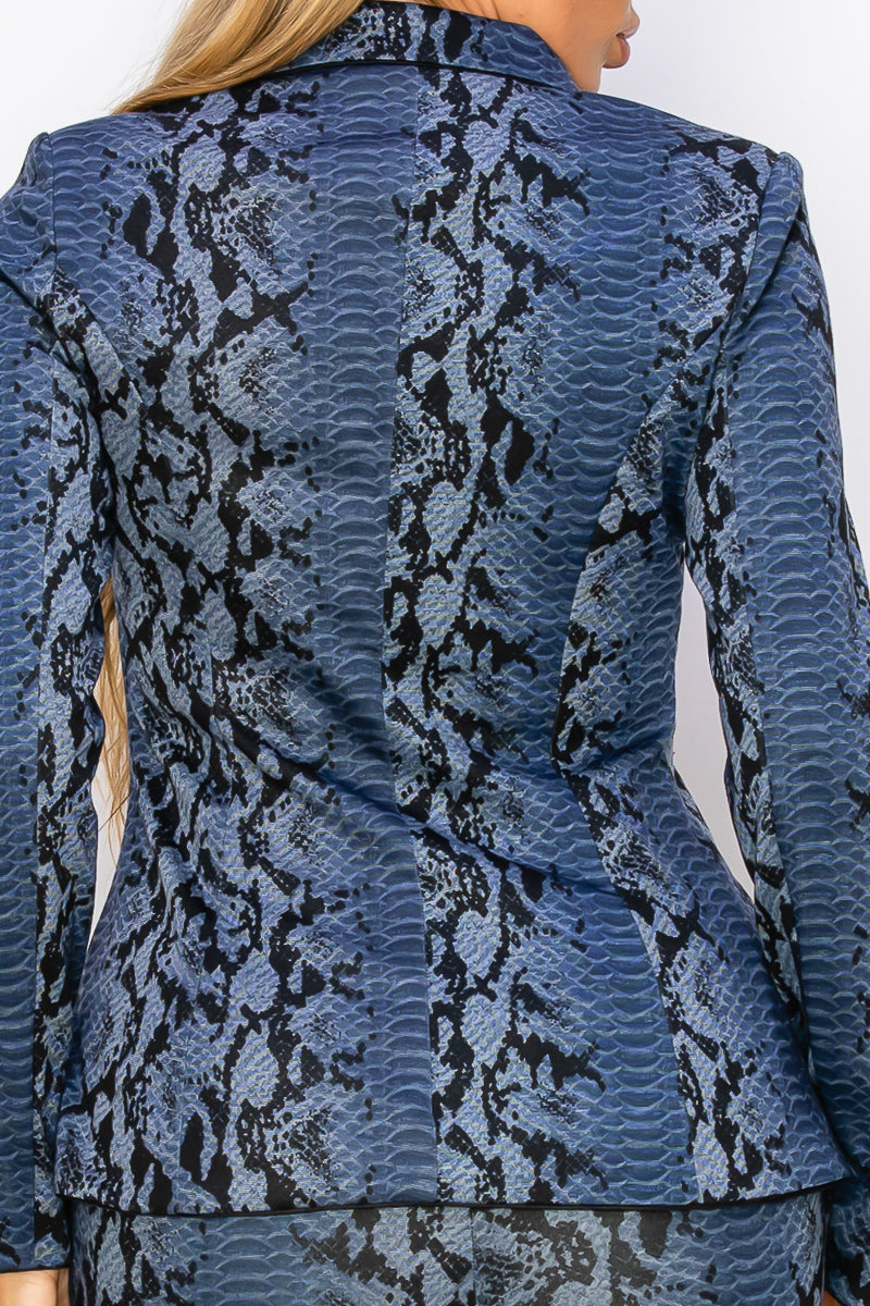 Long Sleeve Printed Blazer Pant Set