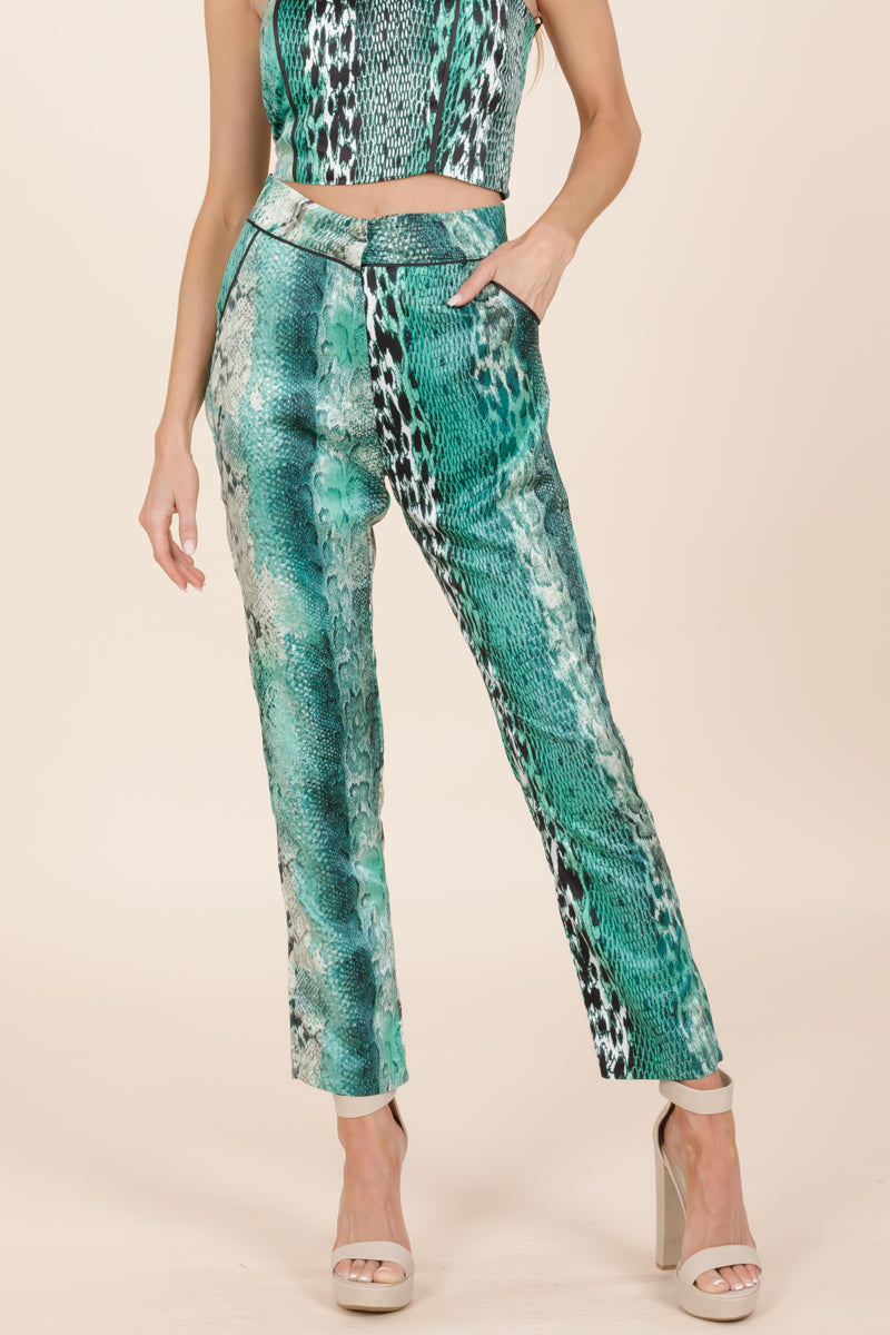 Long Sleeve Printed Blazer Pant Set