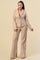 Pant Suit Long Sleeve Leather Jacket Pant Set Nude