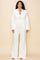 Pant Suit Plus Size Button Detail Jacket Pant Set Off White