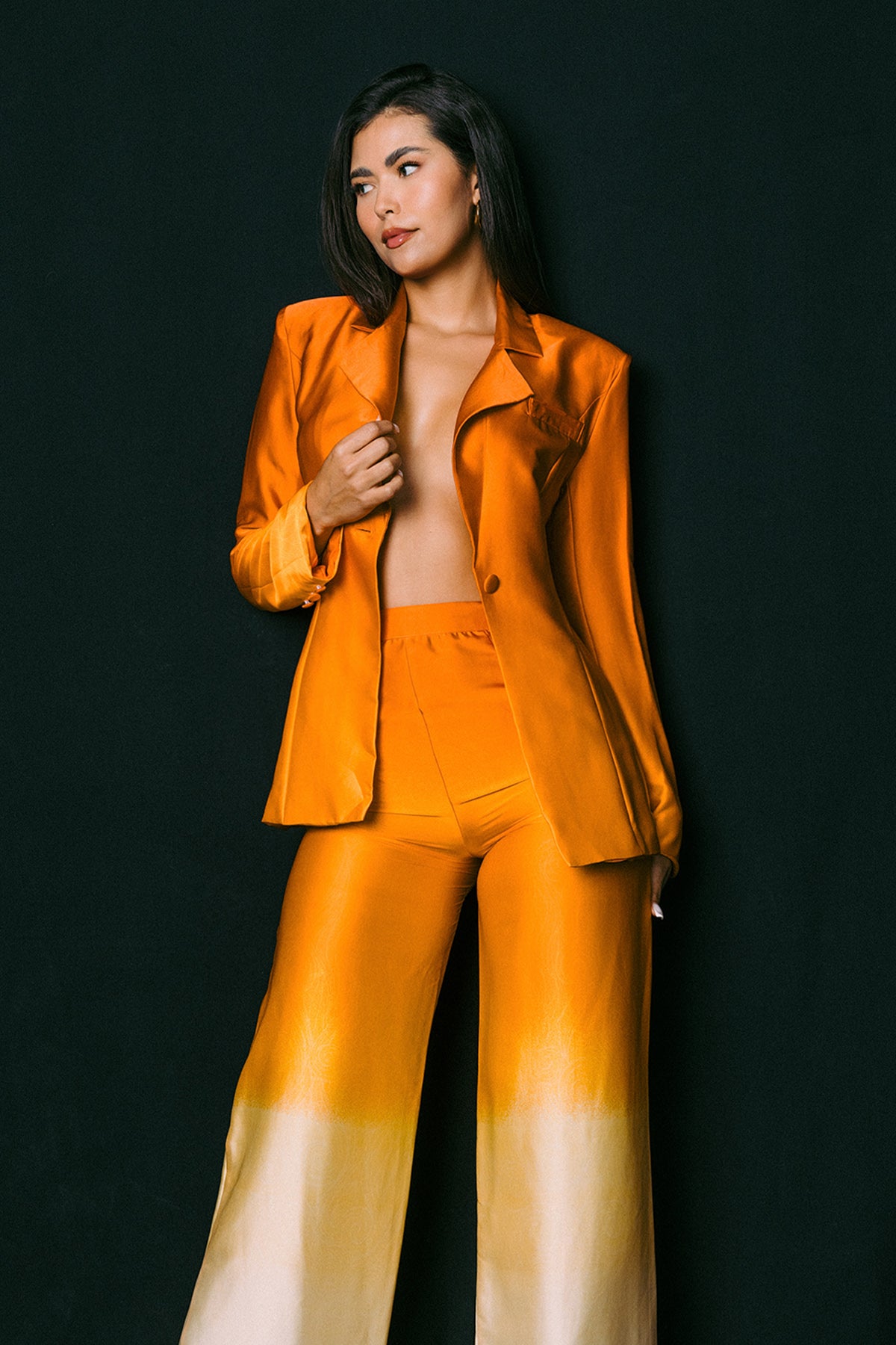 Ombre long sleeve crop and pants set