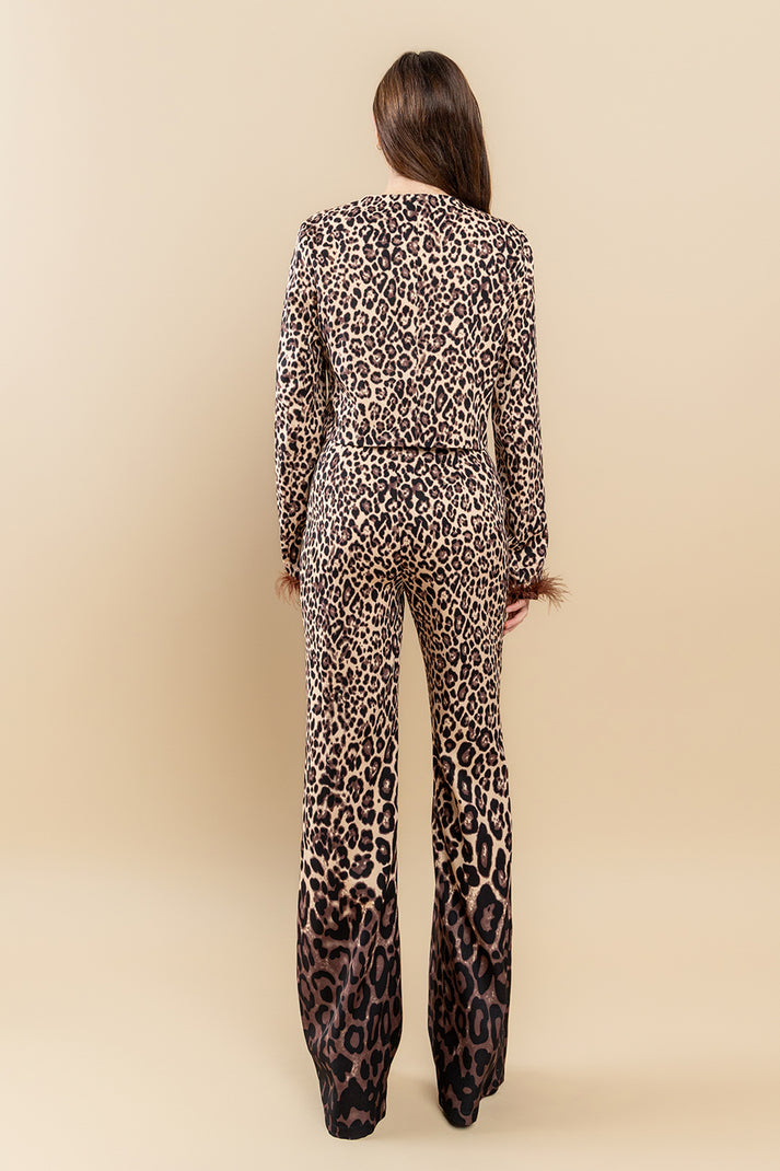 Animal Ombre Animal Ombre Print Feather Trim Jacket Pant Set for $89.99 ...