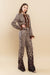 Pant Suit Animal Print Feather Pant Set Animal Ombre