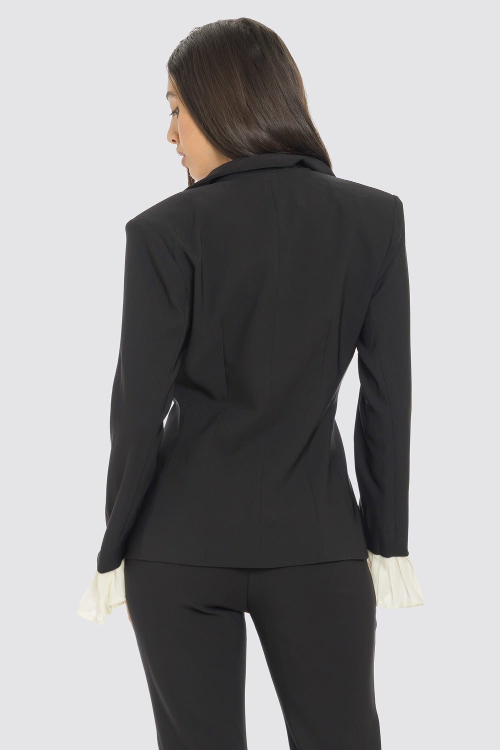 Pleated Contrast Inset Blazer Pant Set