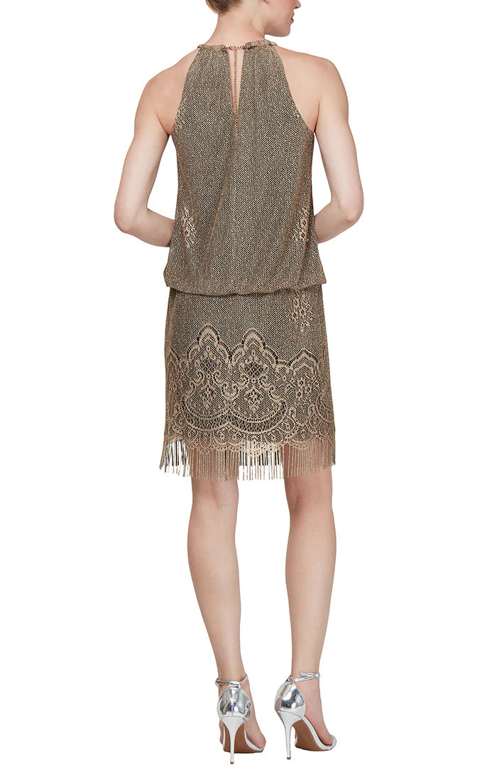 SL Fashions 495024 Petite Crochet Short Dress